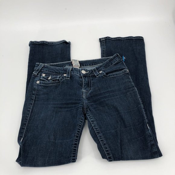 True Religion Blue Bedazzled Back Pockets Boot cut Jeans | Size 31 - Picture 4 of 6